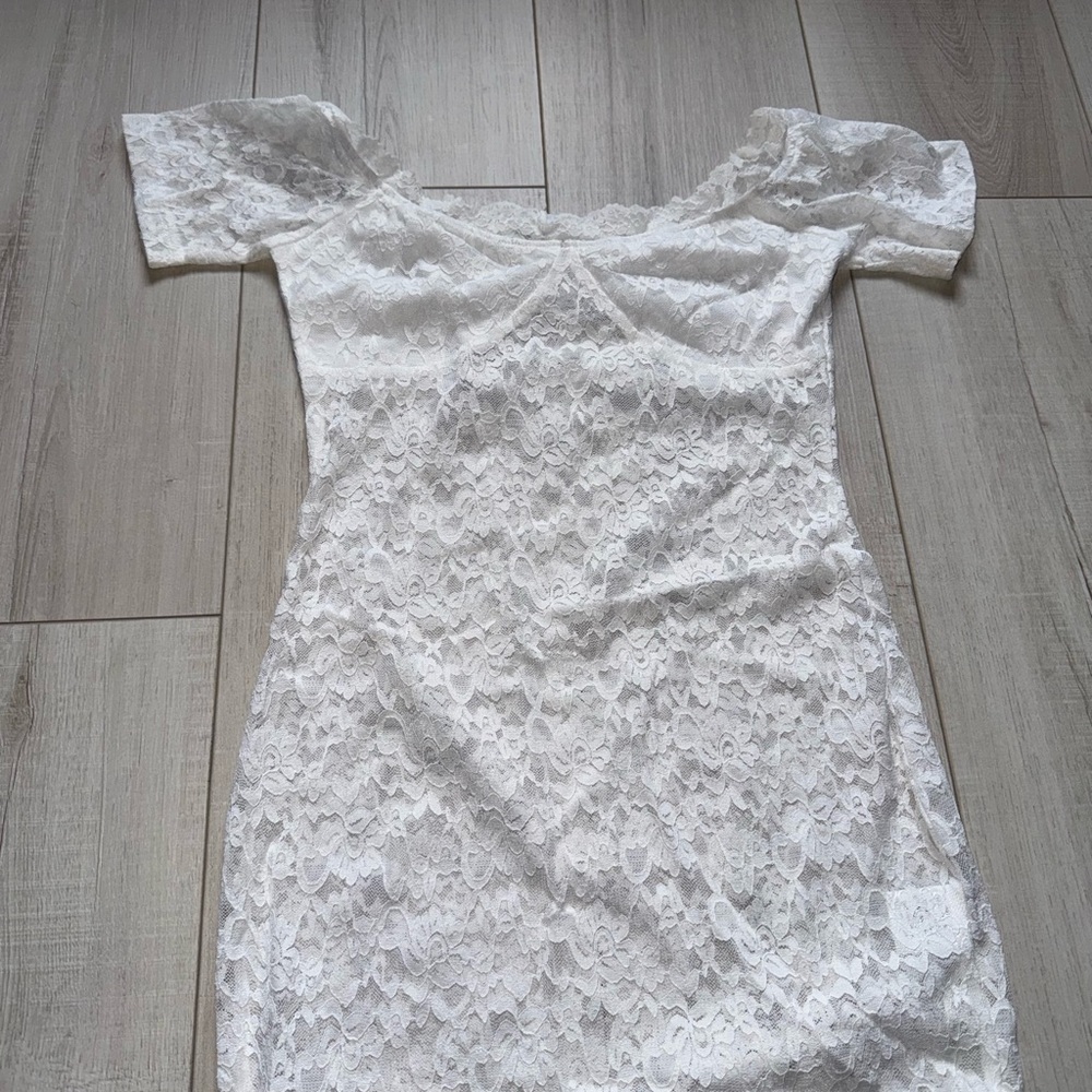 White Lace Off-Shoulder Dress